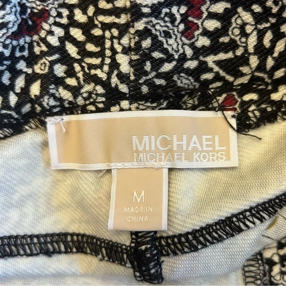 MICHAEL Michael Kors Boho Black Batik Print Stretch Knit Twill Leggings Size M